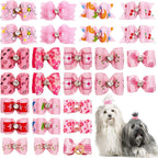 20 Adorable Pet Hair Bows 🎀 – Cute Mixed Styles for Cats & Small Dogs with Easy Rubber Bands for Instant Glam!