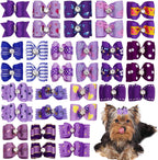 20 Adorable Pet Hair Bows 🎀 – Cute Mixed Styles for Cats & Small Dogs with Easy Rubber Bands for Instant Glam!