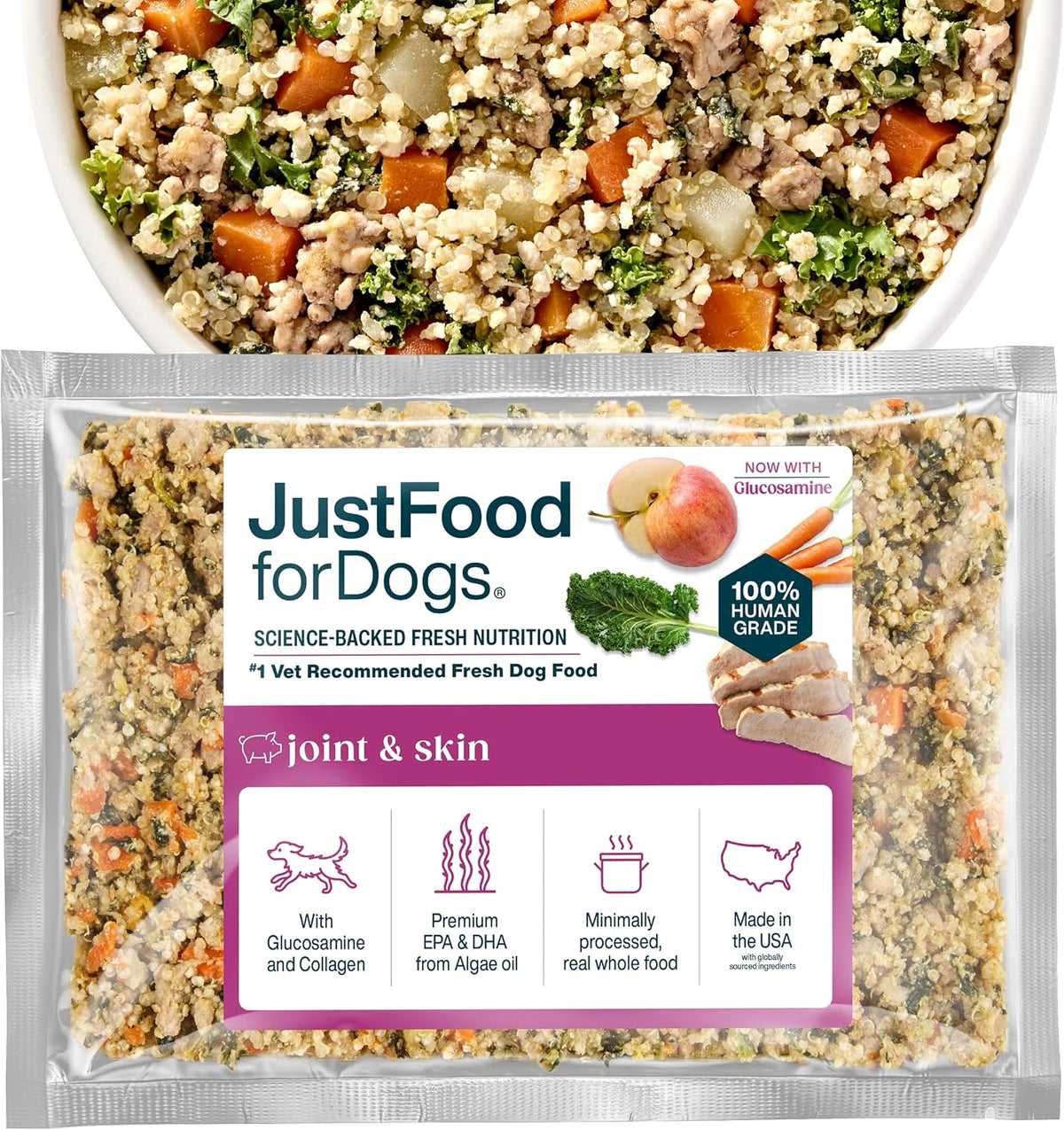 Nourish Your Dog with JustFoodForDogs Frozen Fresh Food - Joint & Skin Support, Perfect for Sensitive Stomachs - 18 Oz Pack of 7!