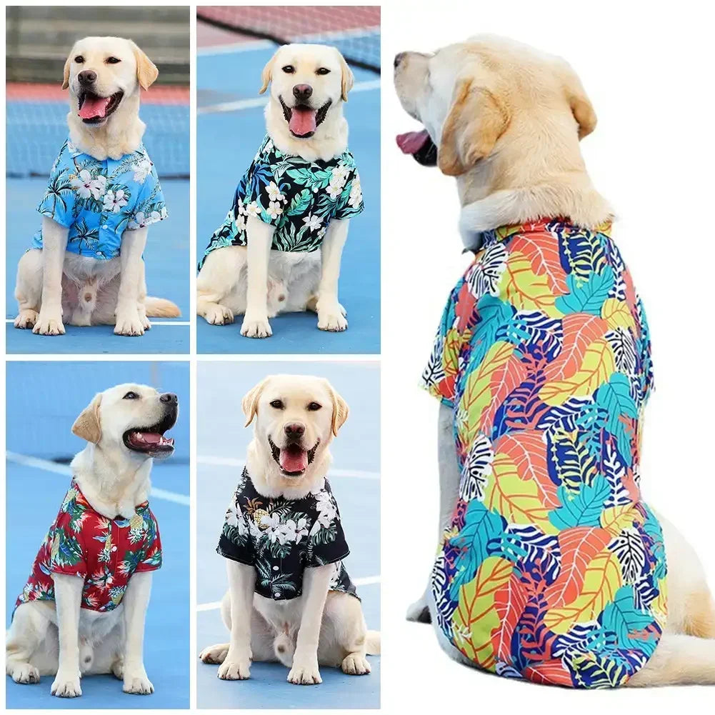 Big Pup Tropical Tee 🌴🐾 – Cute & Comfy Hawaiian Shirt for Medium to XL Dogs (Because Big Dogs Deserve Beach Vibes Too!)